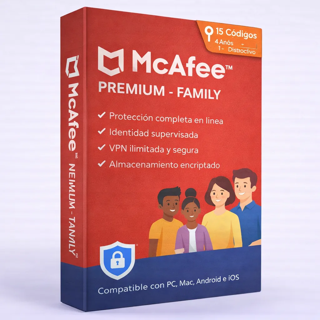McAfee+™ Premium - Family | Key | 4 Años- 1 Equipo — Licencia digital en Colombia | Vortex Tech