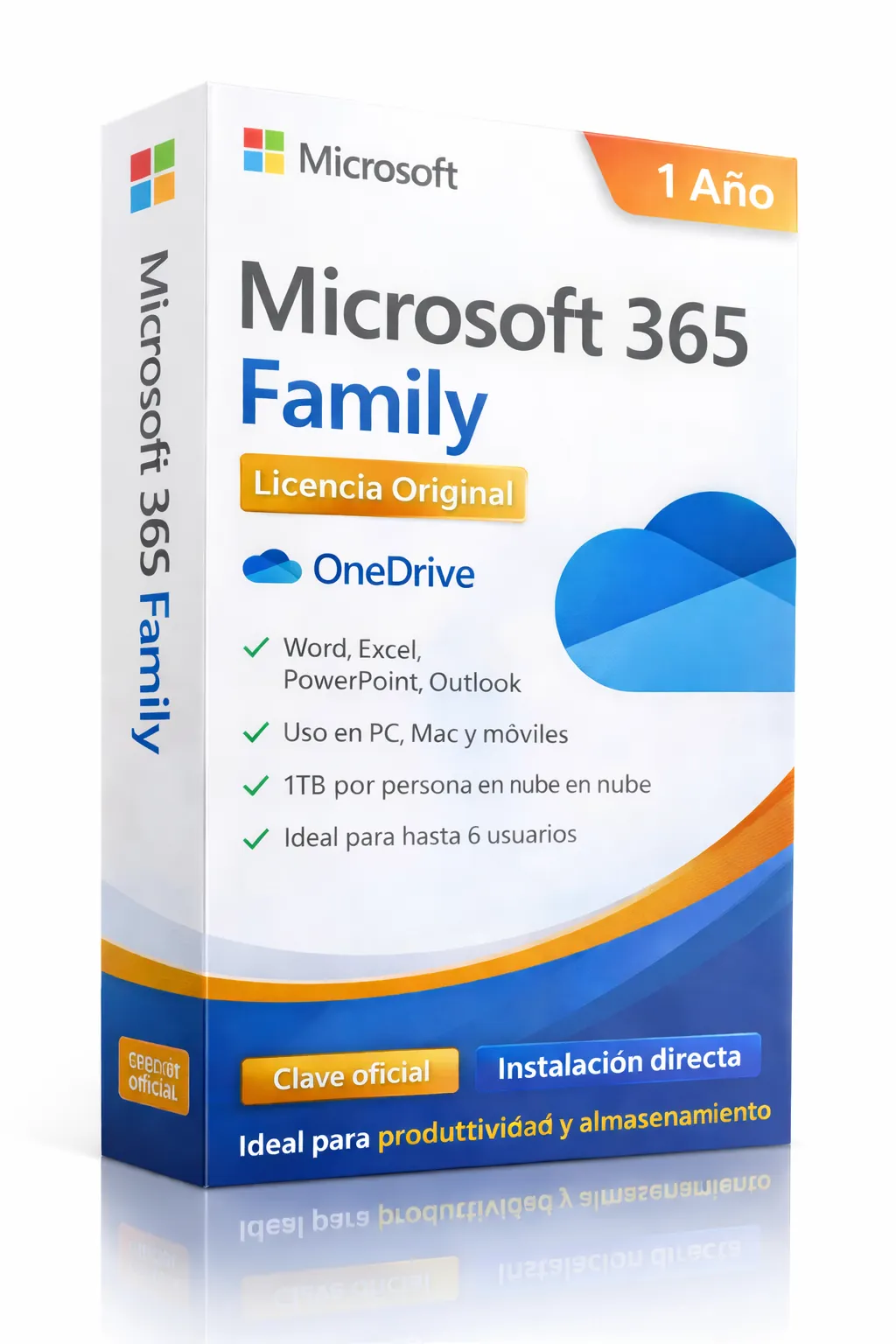 Microsoft 365 Family Premium 1 Año + 6TB OneDrive Acceso — Licencia original garantizada